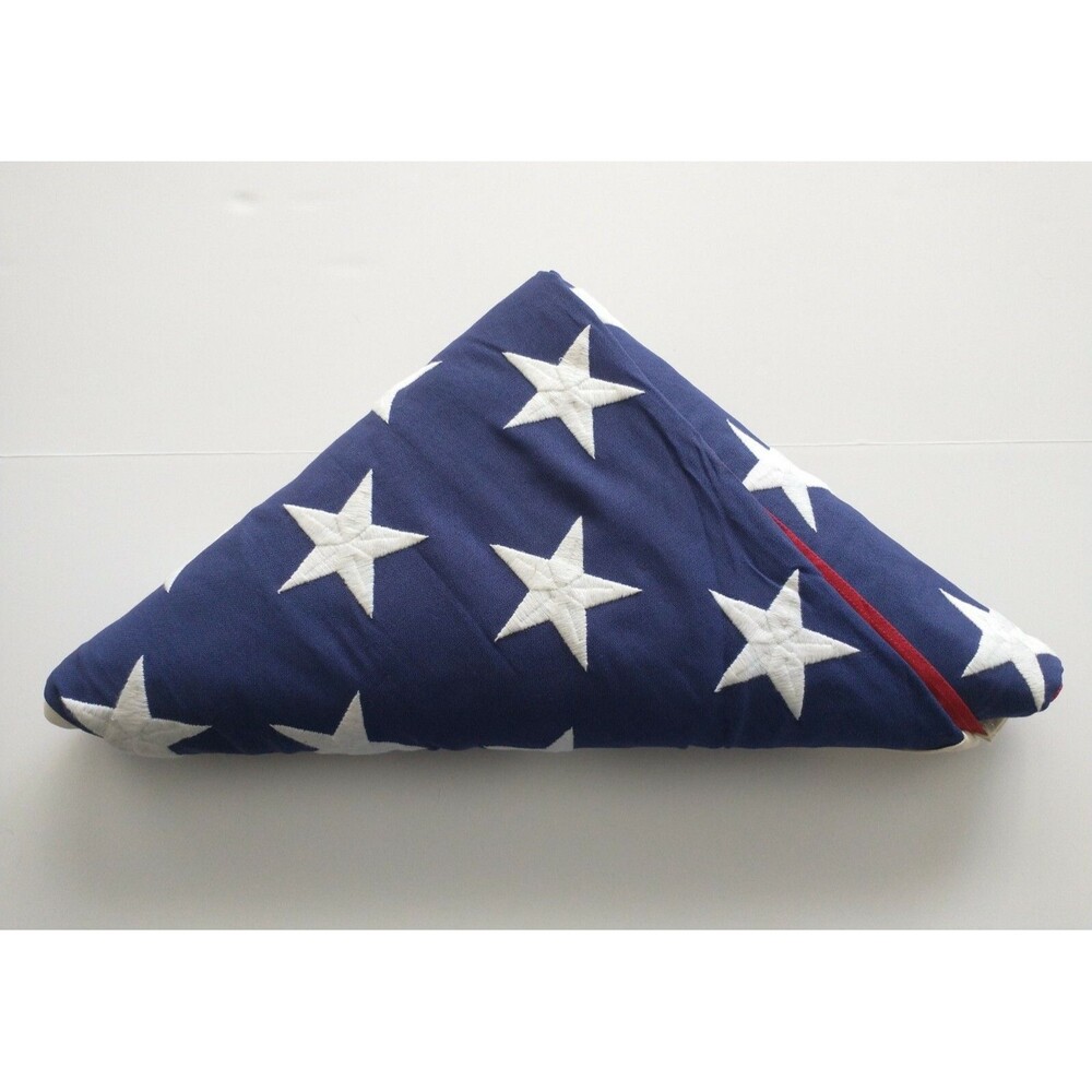 USA~American Flag~Cotton~9' 5” x 4' 9"~Embroidered~Stars~Stripes~Quality~EUC